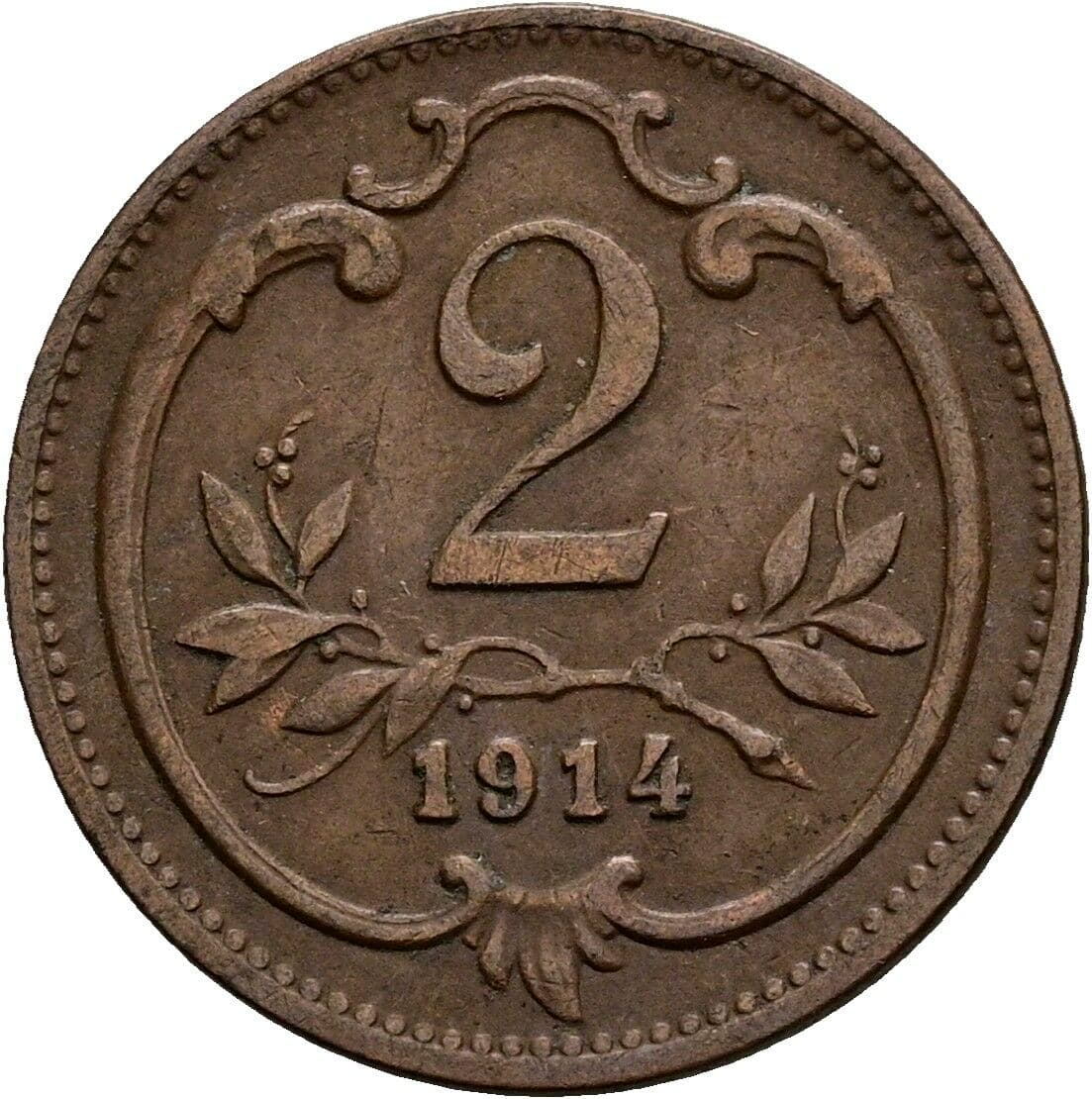 2 Heller Franz Joseph I. 1848-1916 1914 – Vorderseite