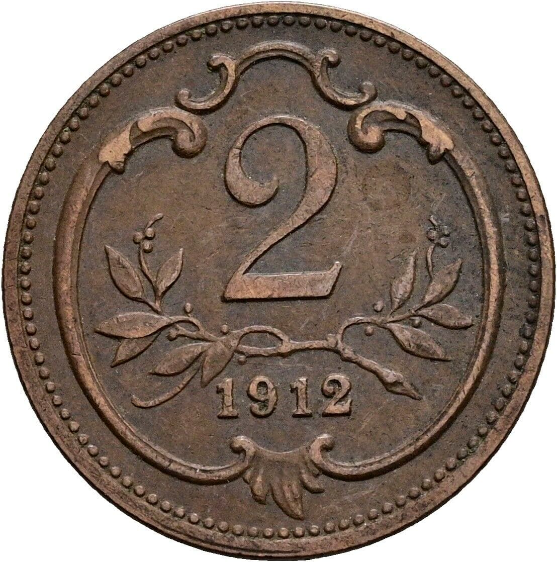 2 Heller Franz Joseph I. 1848-1916 1912 – Vorderseite