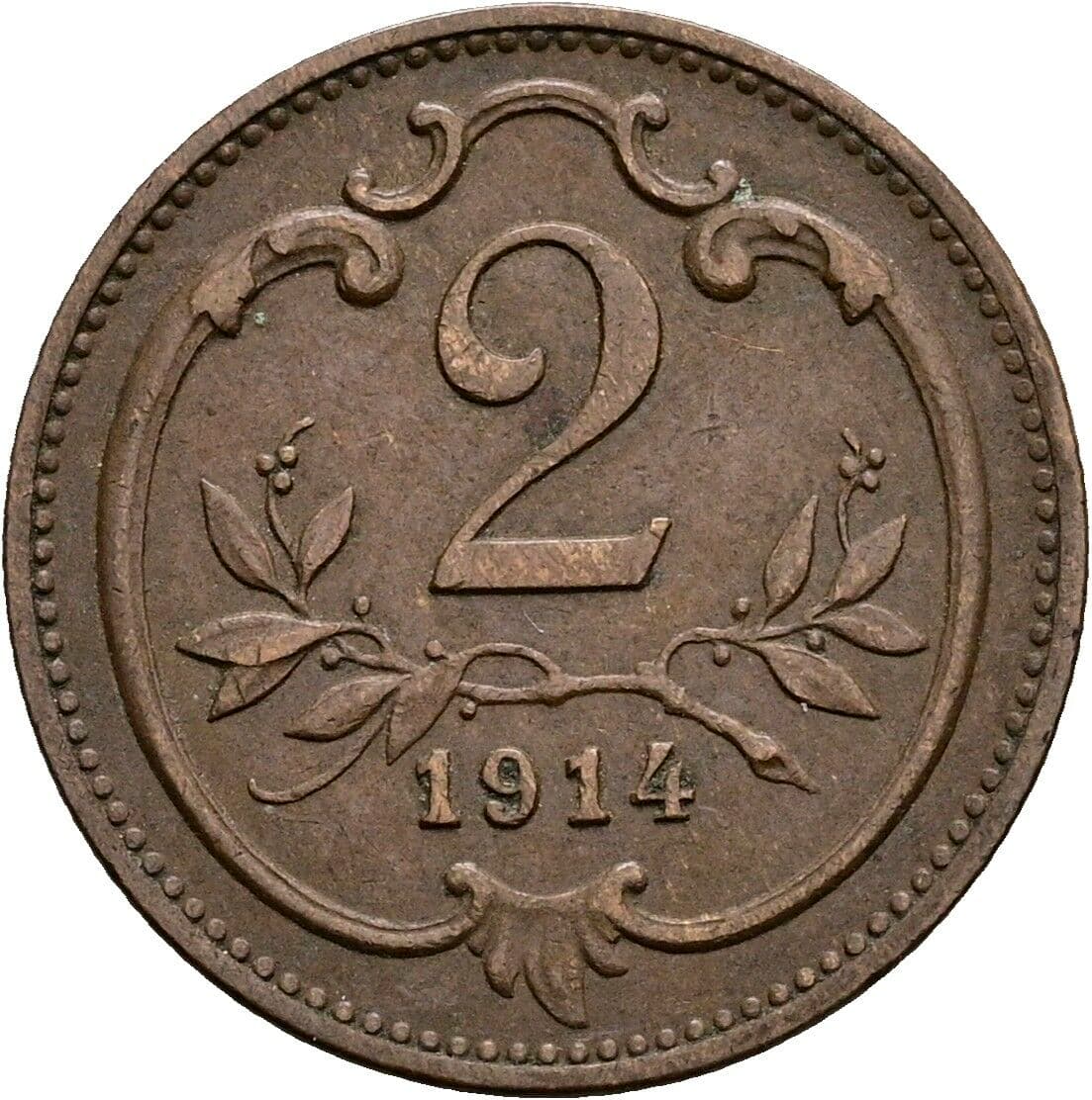2 Heller Franz Joseph I. 1848-1916 1914 – Vorderseite