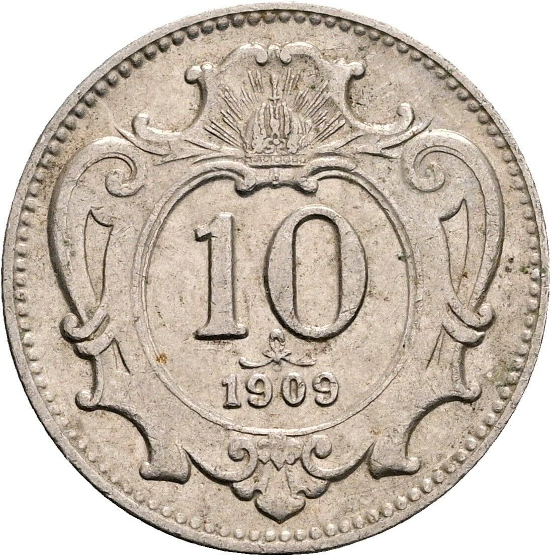 10 Heller Franz Joseph I. 1848-1916 1909 – Vorderseite