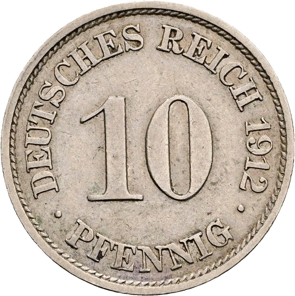 10 Pfennig 1912 J – Vorderseite