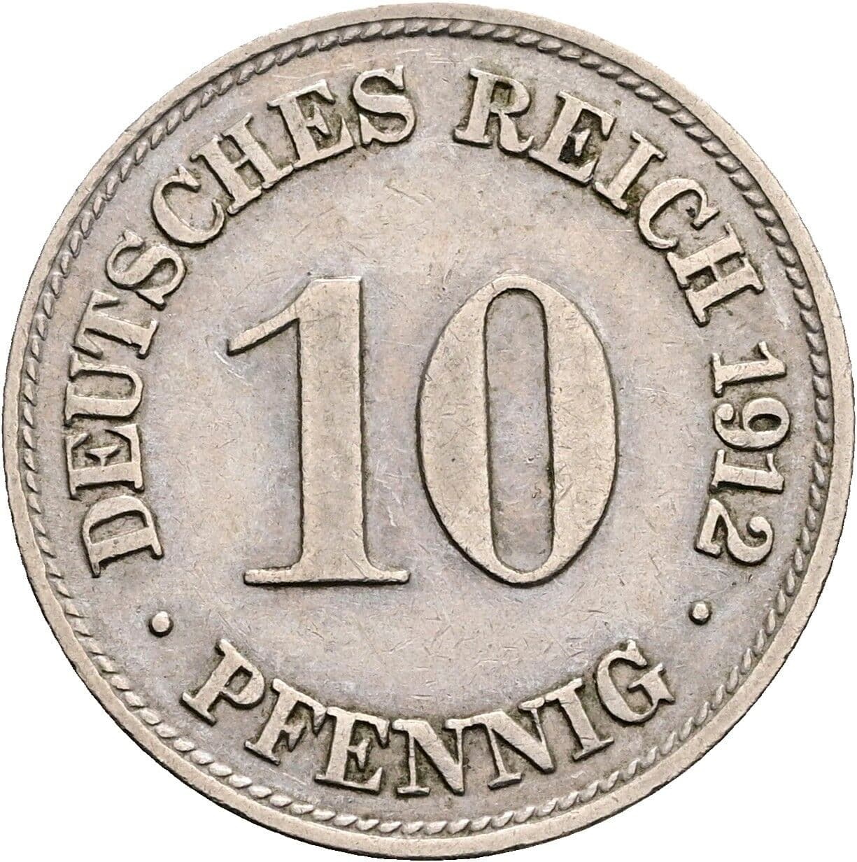 10 Pfennig 1912 D – Vorderseite