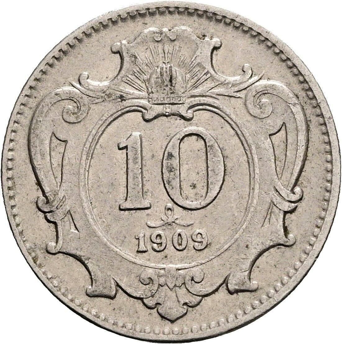 10 Heller Franz Joseph I. 1848-1916 1909 – Vorderseite