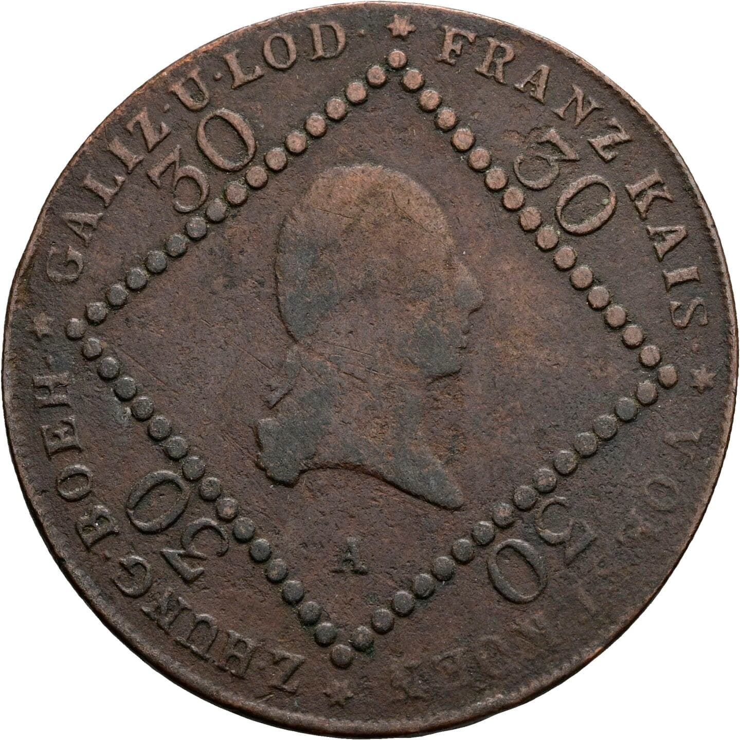 30 Kreuzer Franz II.(I.) 1792-1835 1807 A, Wien – Vorderseite