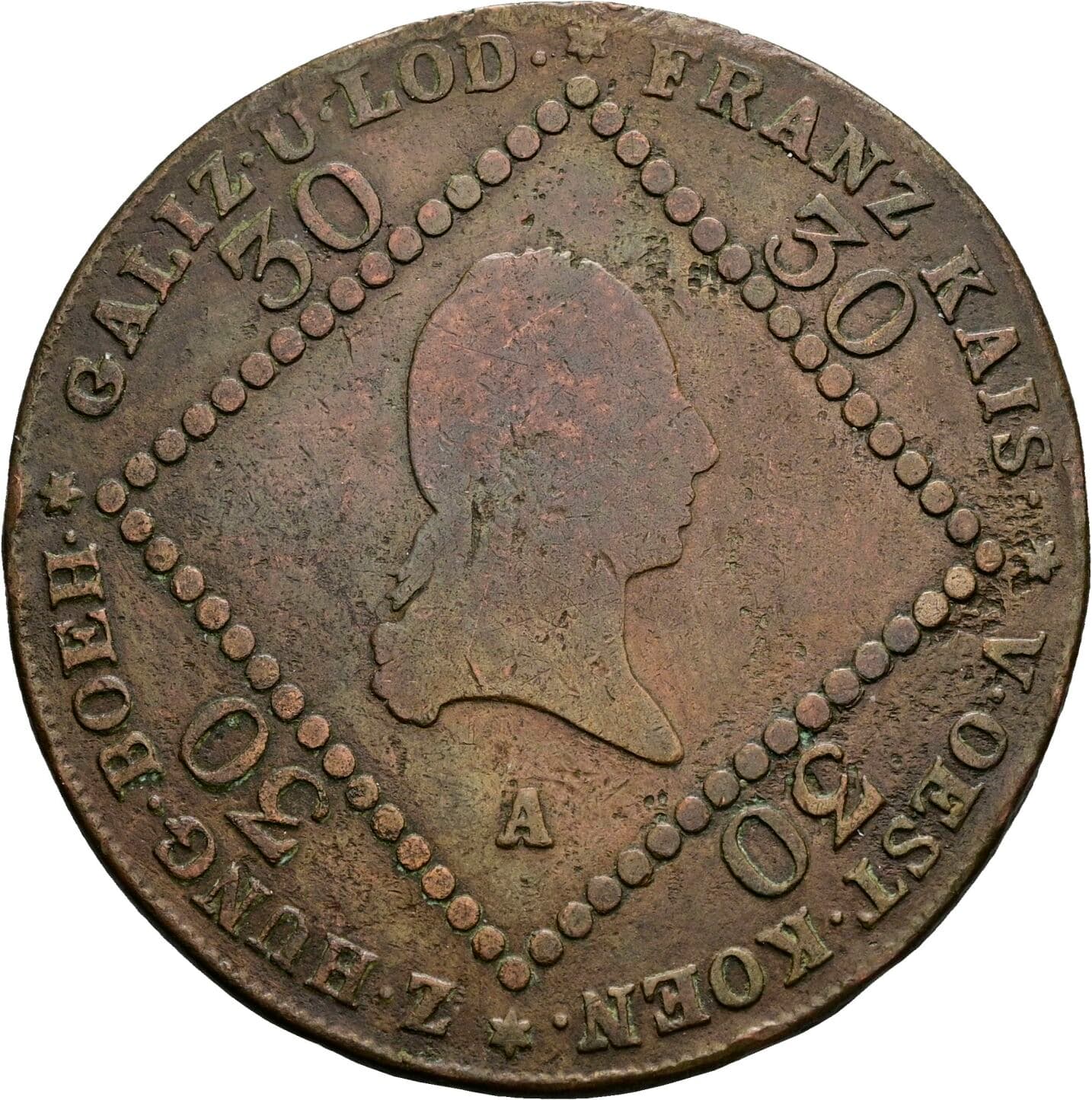 30 Kreuzer Franz II.(I.) 1792-1835 1807 A, Wien – Vorderseite