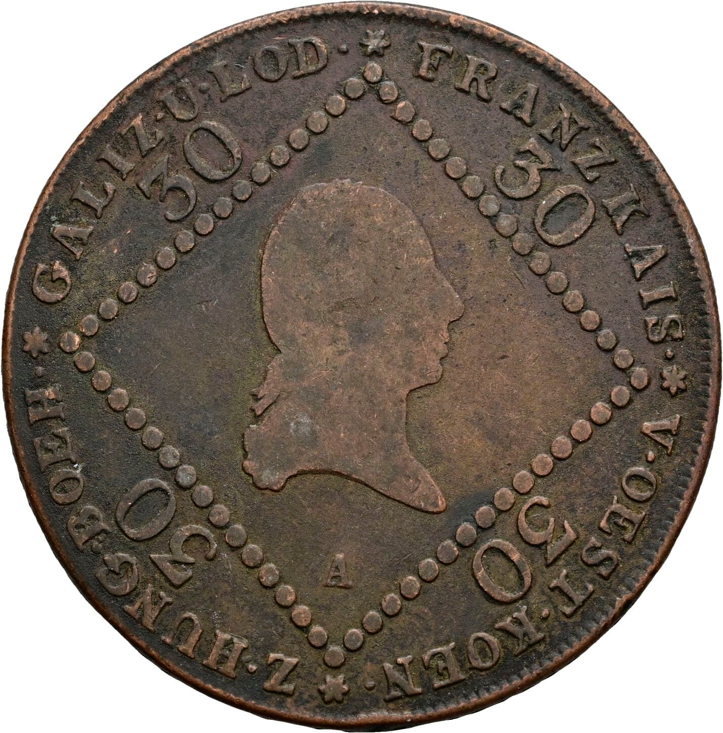 30 Kreuzer Franz II.(I.) 1792-1835 1807 A, Wien – Vorderseite