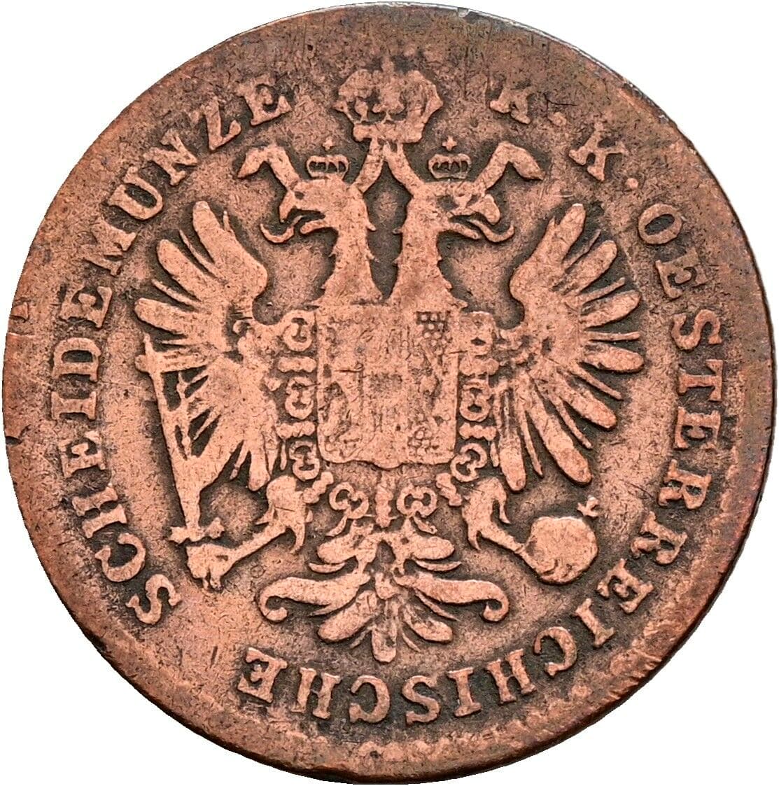 1 Kreuzer Franz Joseph I. 1848-1916 1863 E, Karlsburg – Rückseite