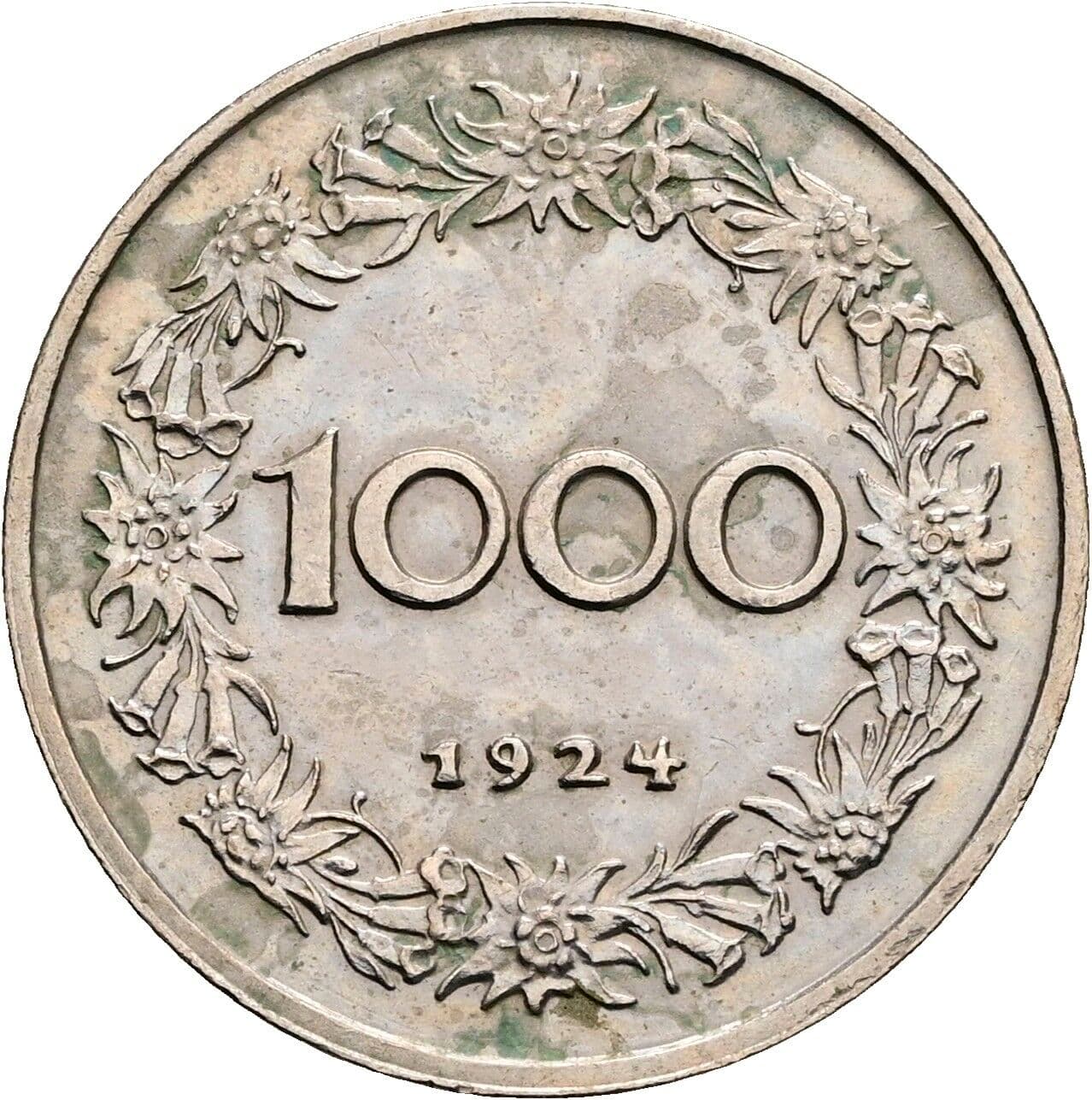 1000 Kronen 1924 – Rückseite
