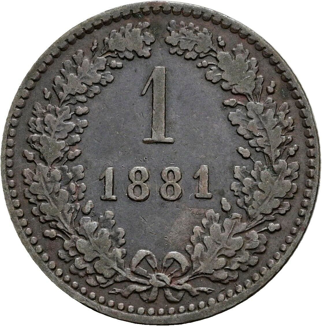 1 Kreuzer Franz Joseph I. 1848-1916 1881 – Vorderseite