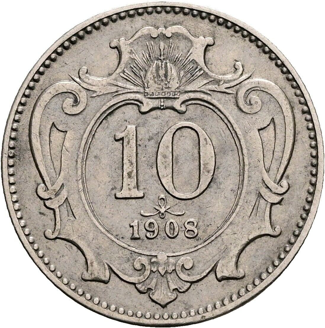 10 Heller Franz Joseph I. 1848-1916 1908 – Vorderseite