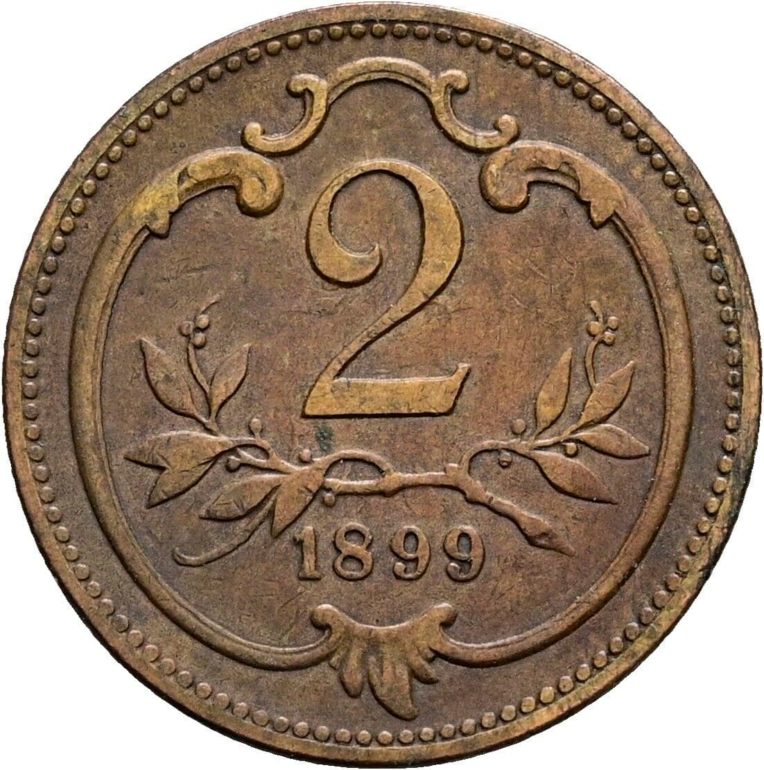 2 Heller Franz Joseph I. 1848-1916 1899 – Vorderseite