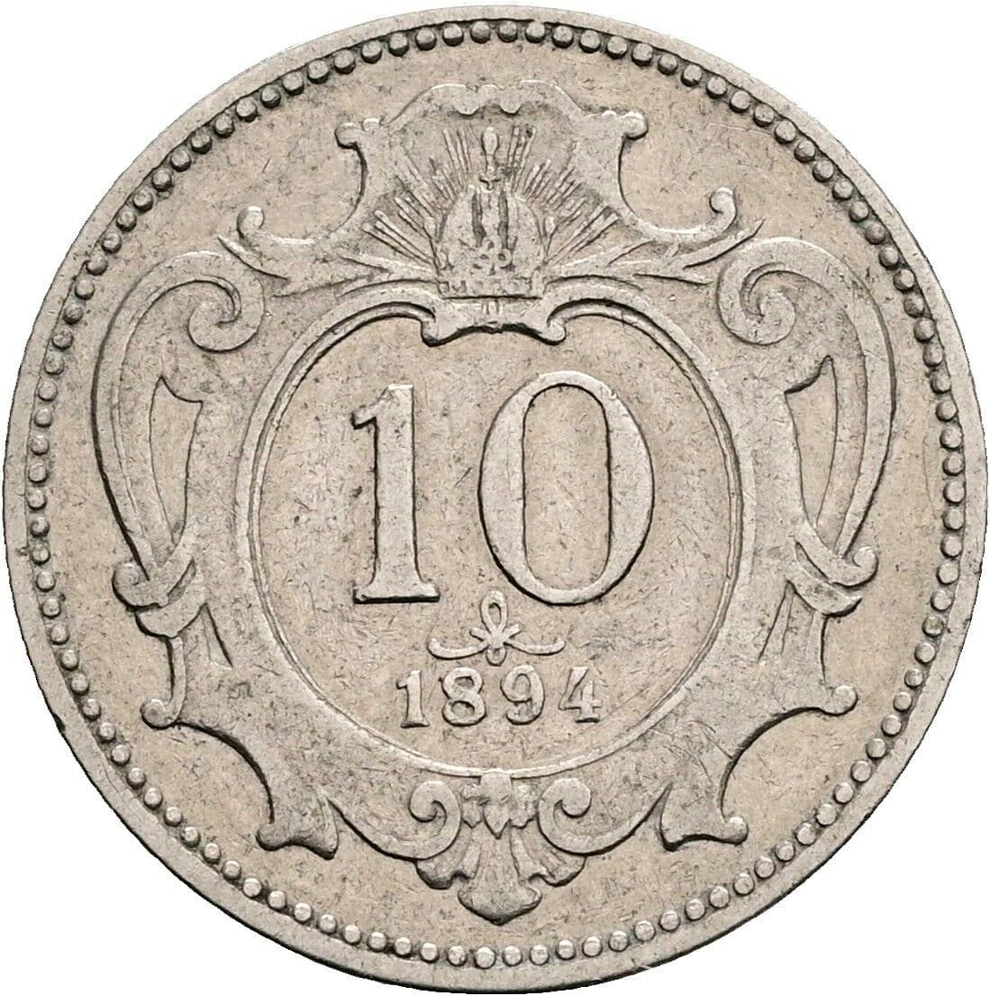 10 Heller Franz Joseph I. 1848-1916 1894 – Vorderseite