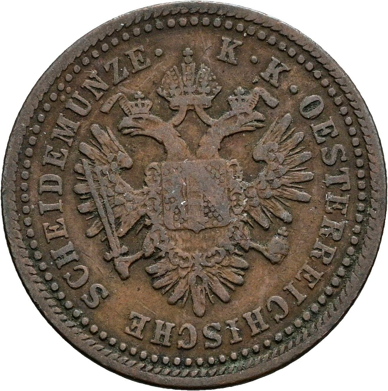 1 Kreuzer Franz Joseph I. 1848-1916 1851 A, Wien – Rückseite