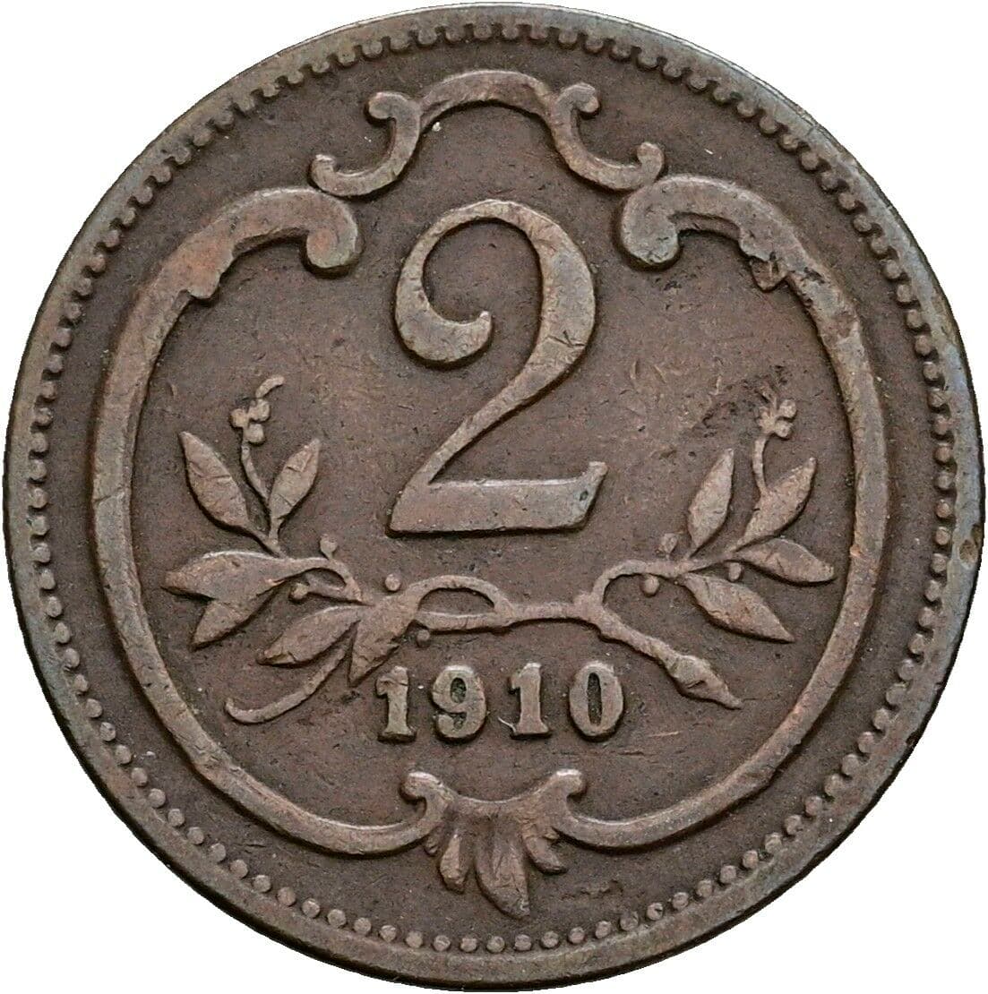 2 Heller Franz Joseph I. 1848-1916 1910 – Vorderseite