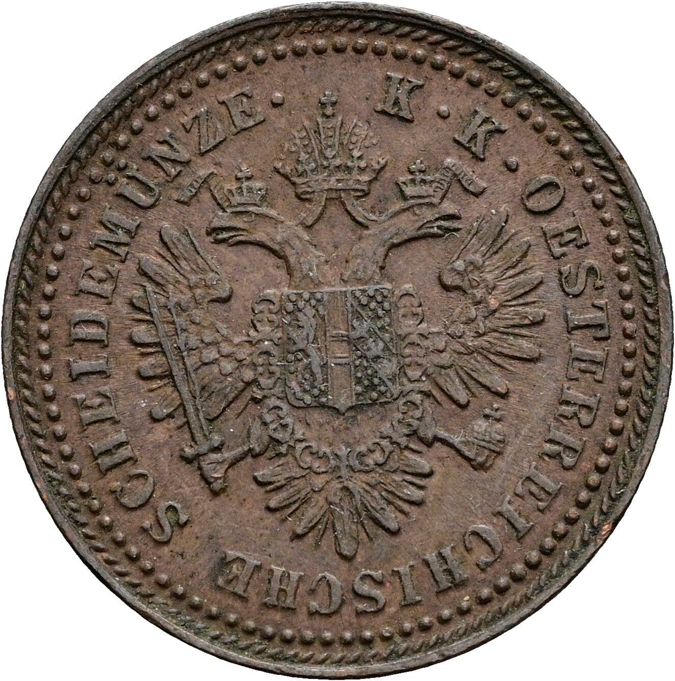 1 Kreuzer Franz Joseph I. 1848-1916 1851 A, Wien – Rückseite