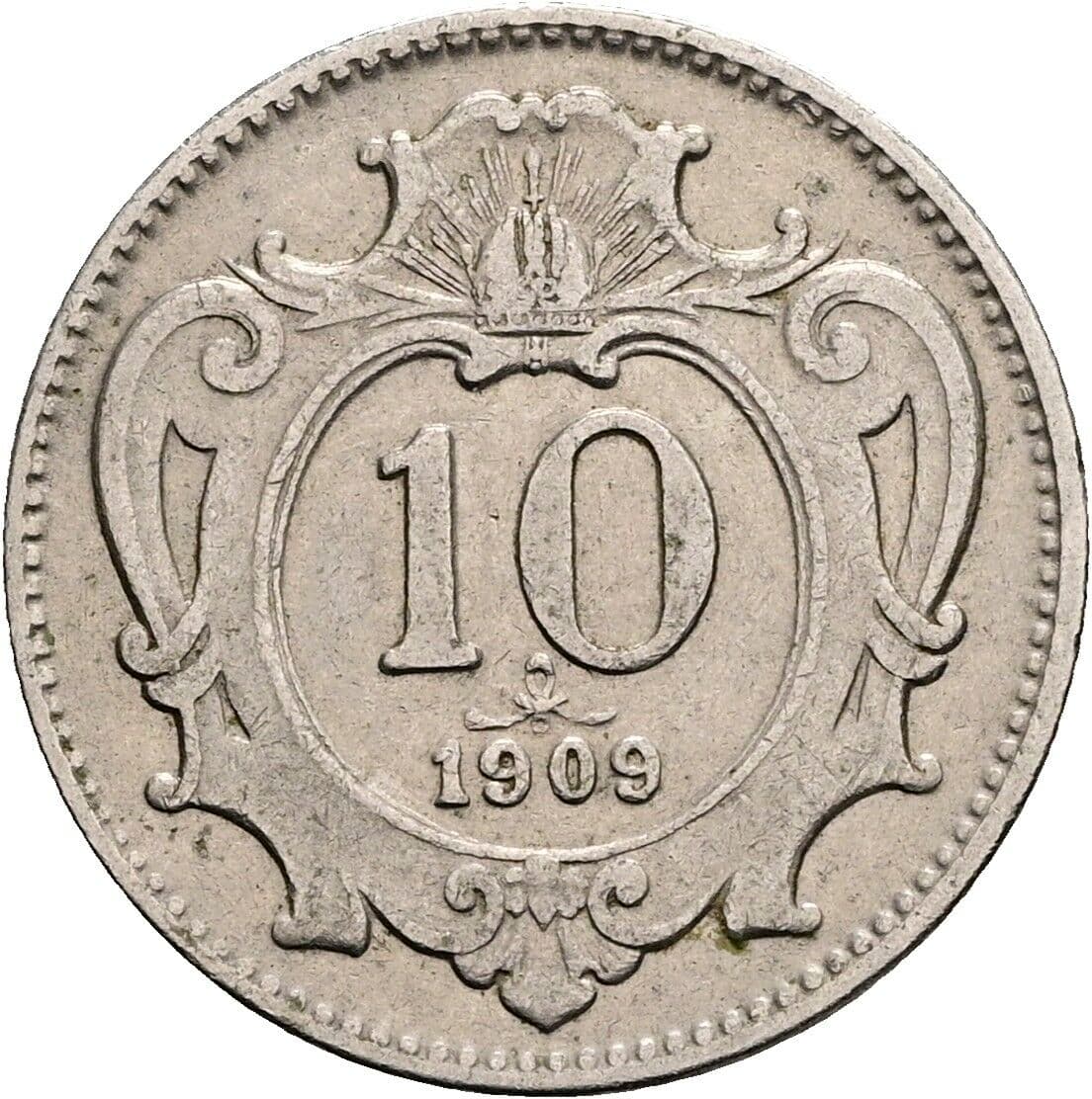 10 Heller Franz Joseph I. 1848-1916 1909 – Vorderseite