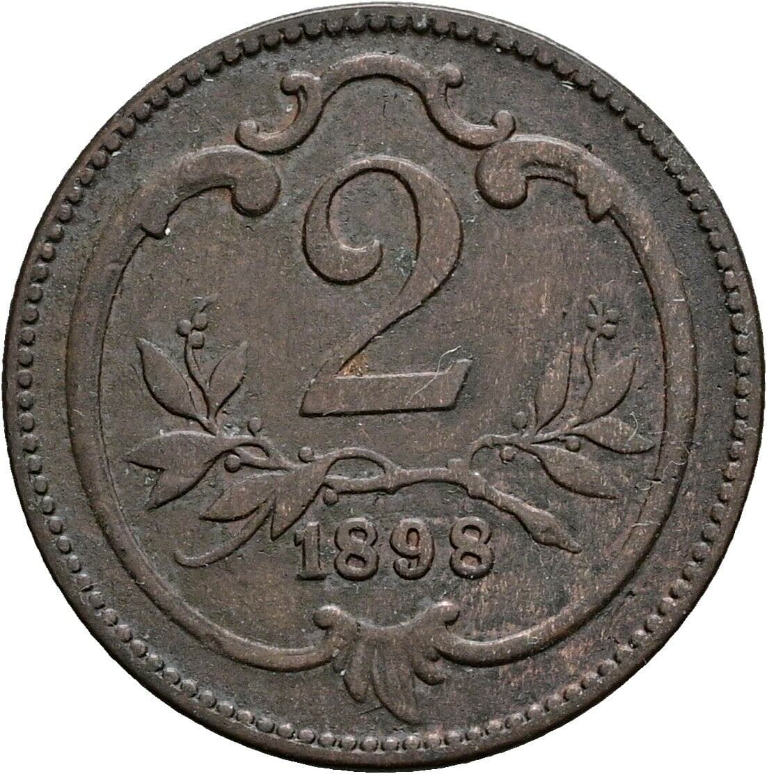 2 Heller Franz Joseph I. 1848-1916 1898 – Vorderseite