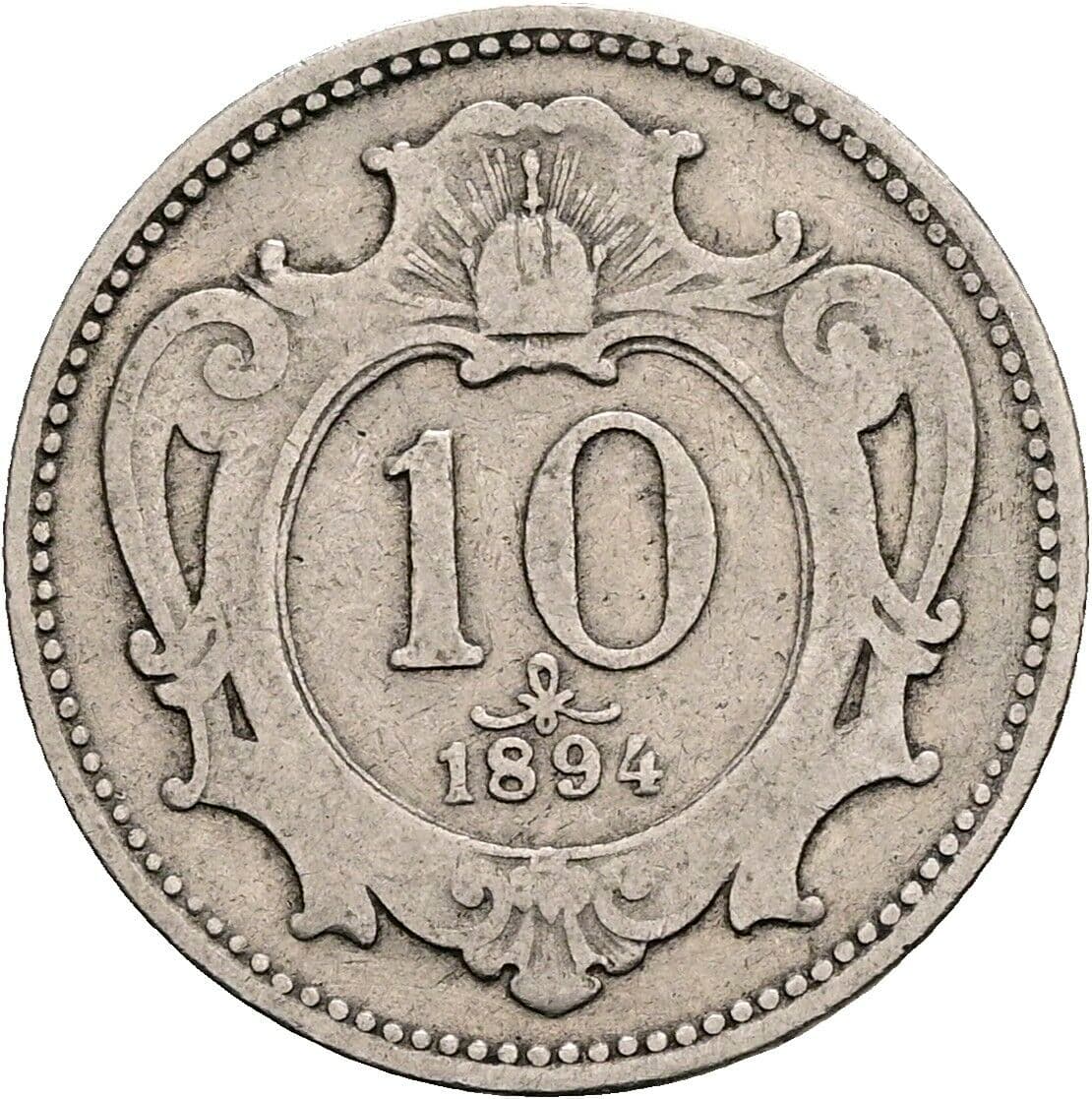 10 Heller Franz Joseph I. 1848-1916 1894 – Vorderseite