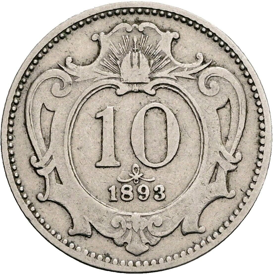 10 Heller Franz Joseph I. 1848-1916 1893 – Vorderseite