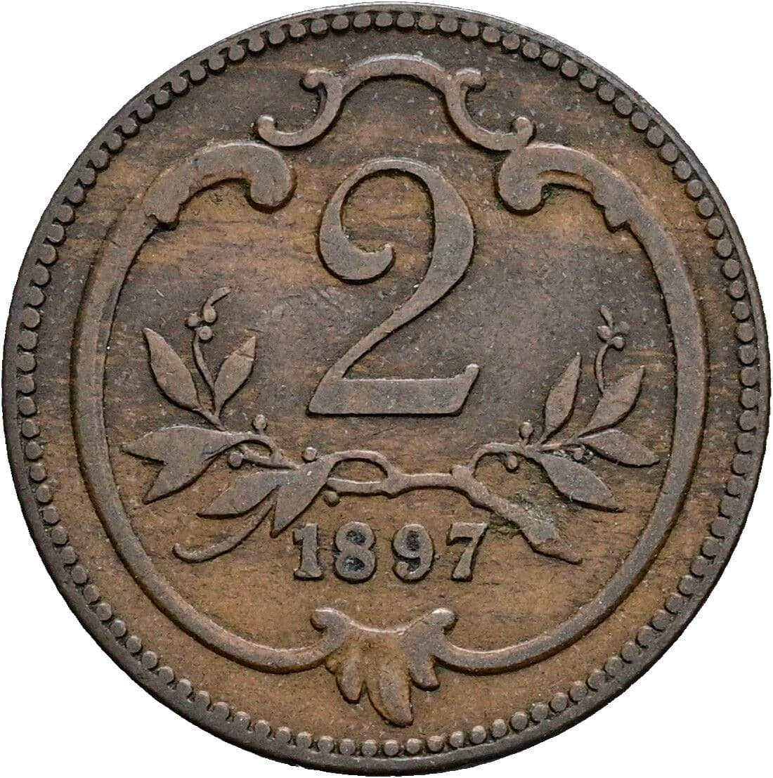2 Heller Franz Joseph I. 1848-1916 1897 – Vorderseite