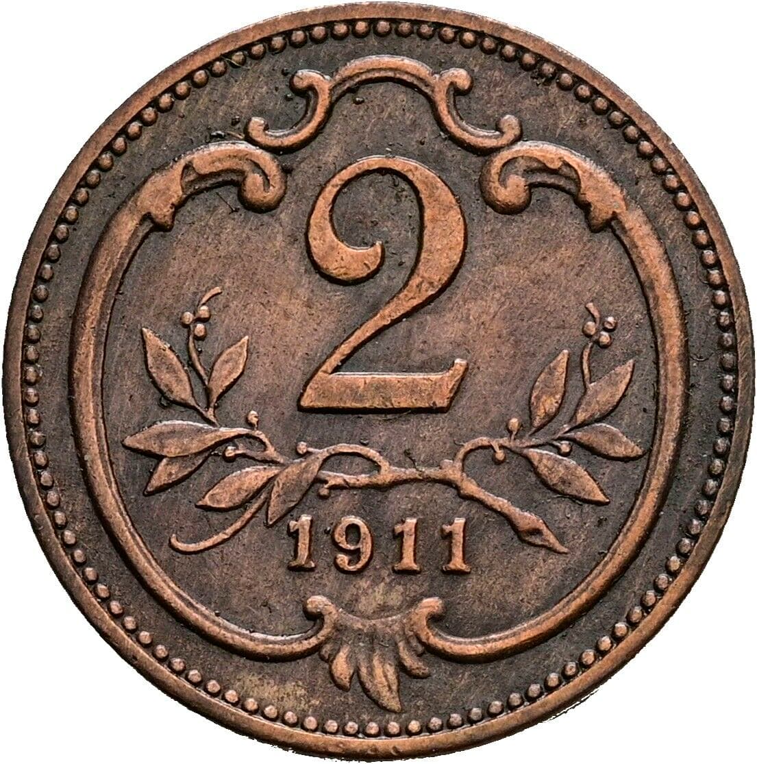 2 Heller Franz Joseph I. 1848-1916 1911 – Vorderseite