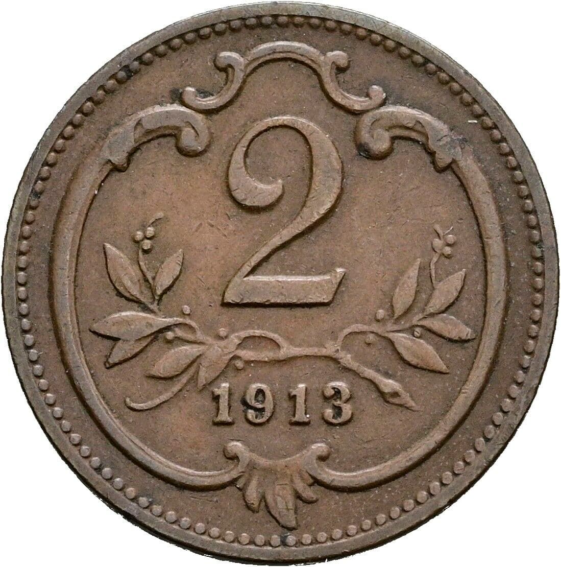 2 Heller Franz Joseph I. 1848-1916 1913 – Vorderseite
