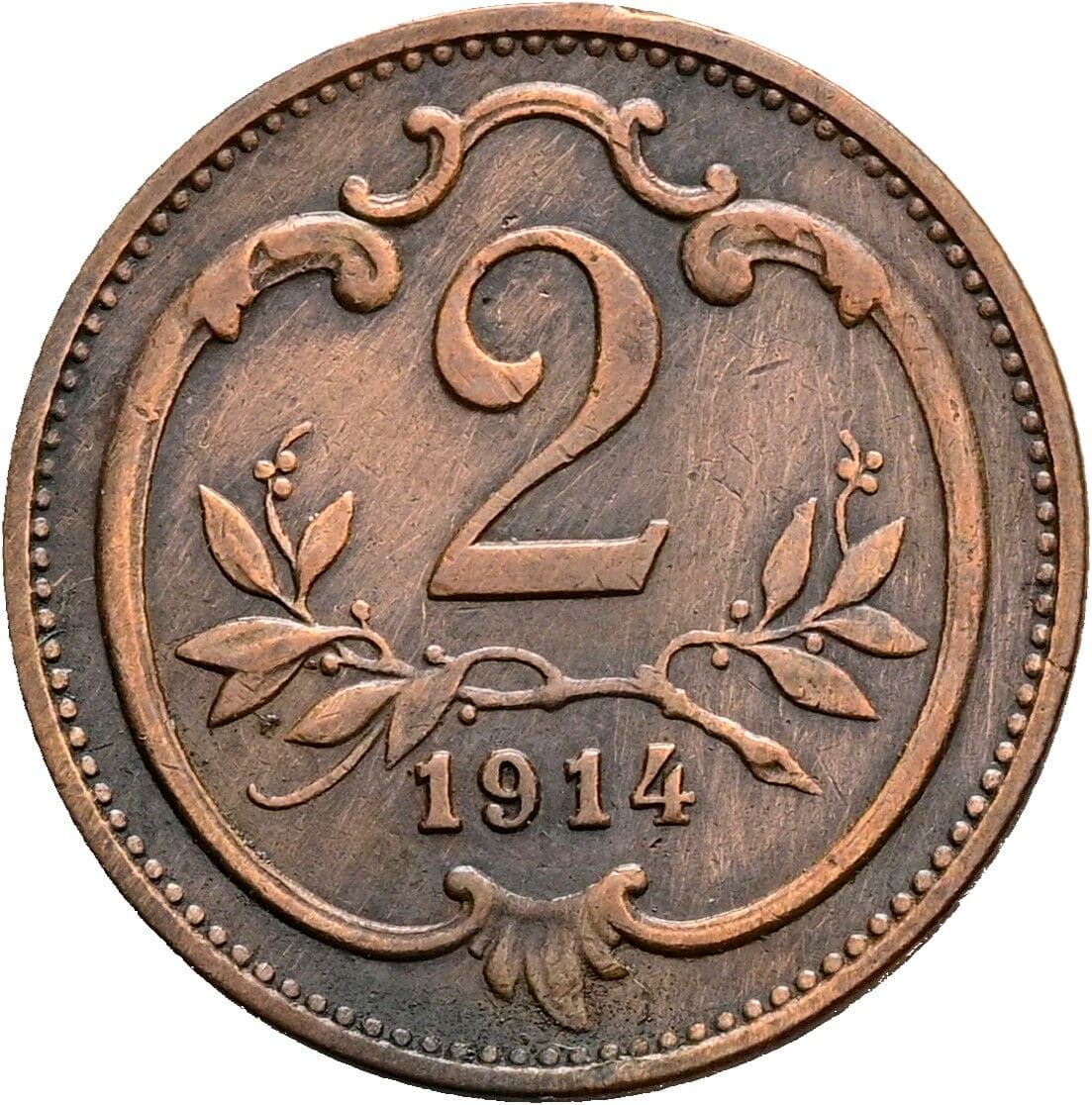 2 Heller Franz Joseph I. 1848-1916 1914 – Vorderseite