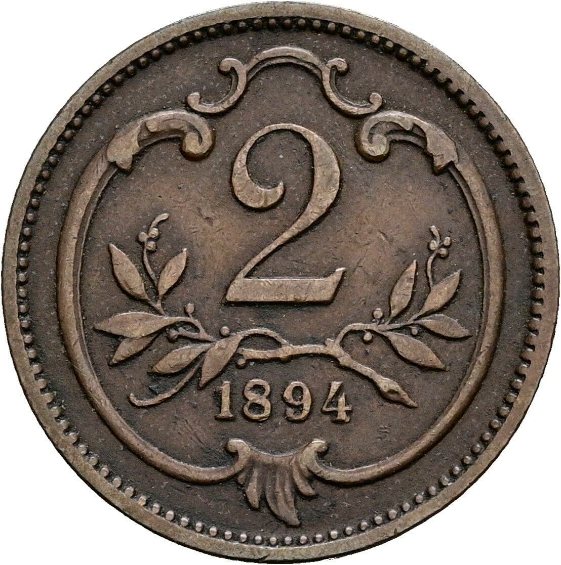 2 Heller Franz Joseph I. 1848-1916 1894 – Vorderseite