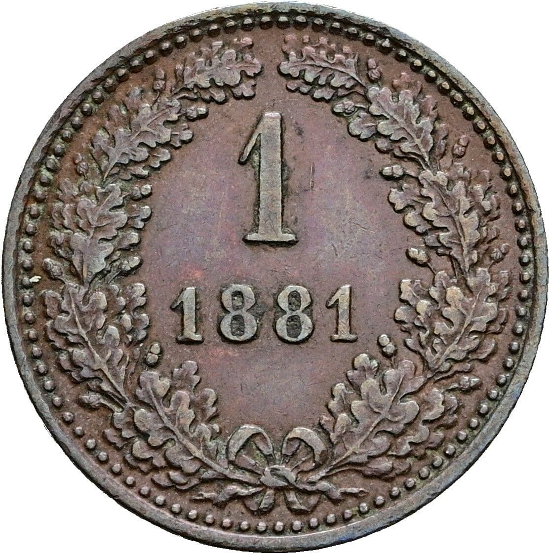 1 Kreuzer Franz Joseph I. 1848-1916 1881 – Vorderseite