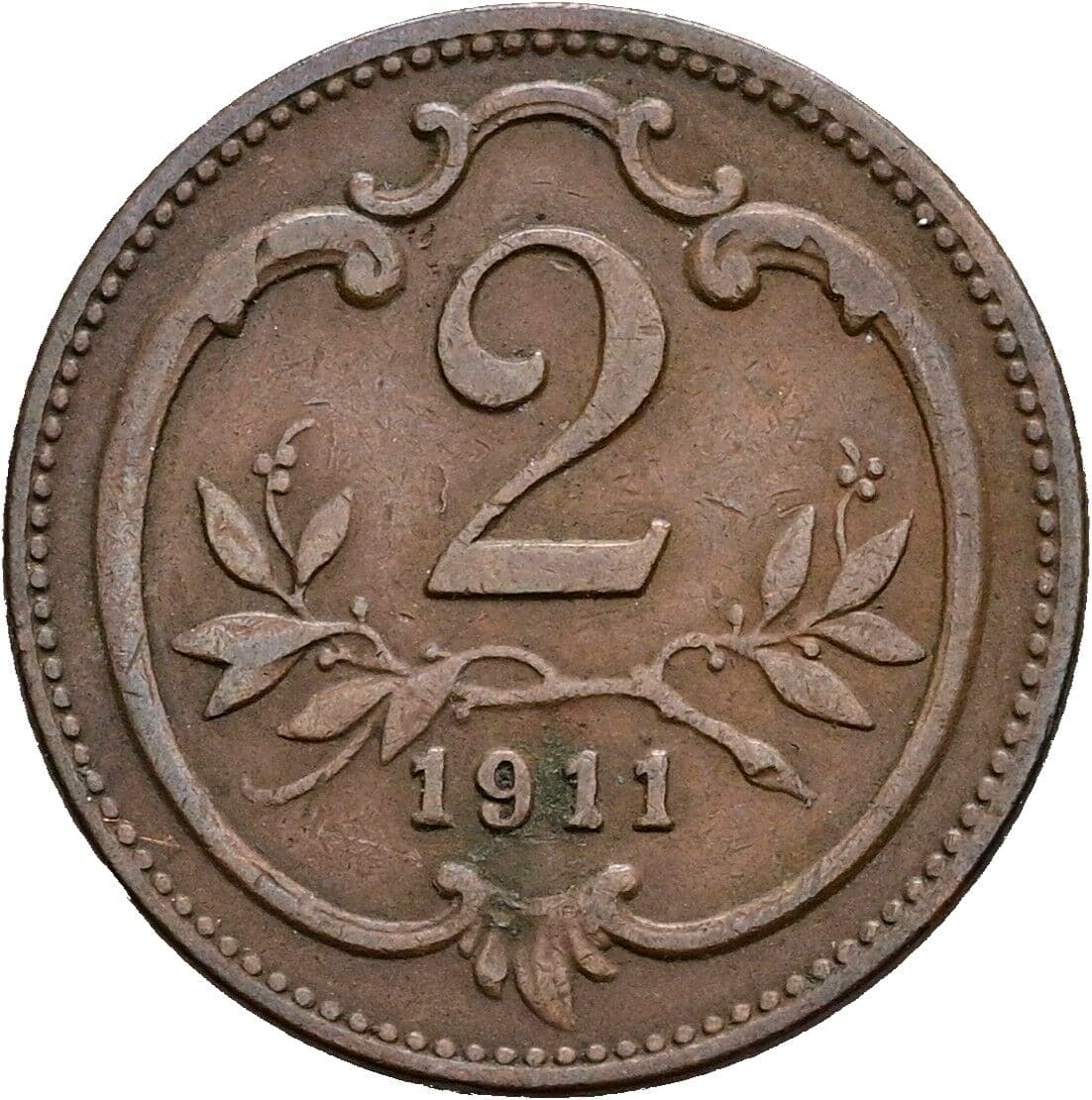 2 Heller Franz Joseph I. 1848-1916 1911 – Vorderseite