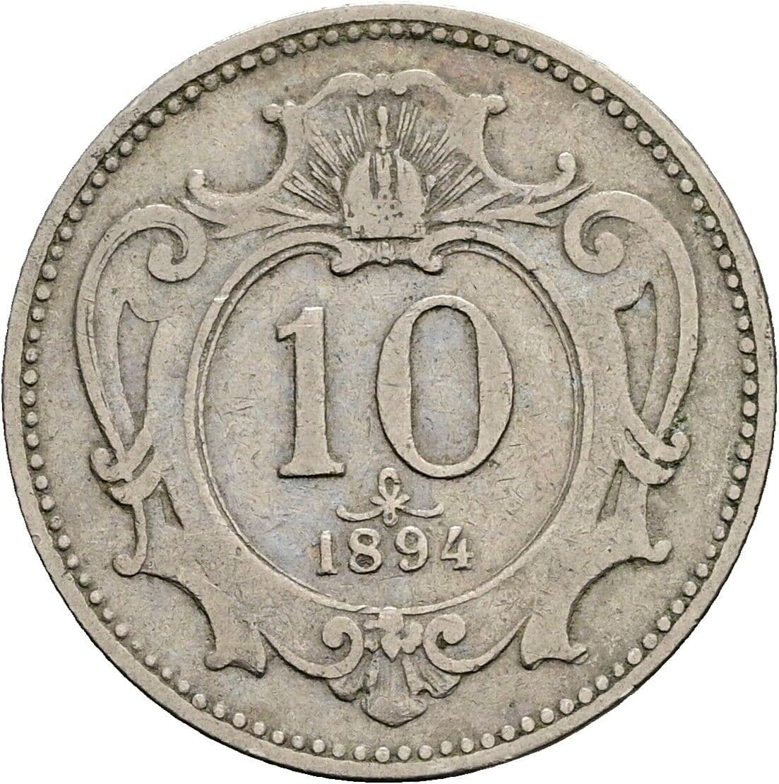 10 Heller Franz Joseph I. 1848-1916 1894 – Vorderseite