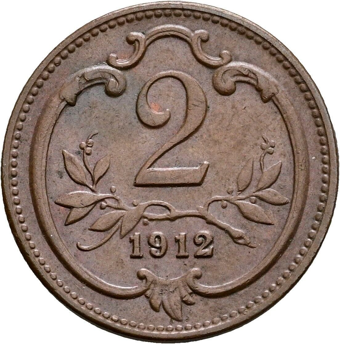 2 Heller Franz Joseph I. 1848-1916 1912 – Vorderseite