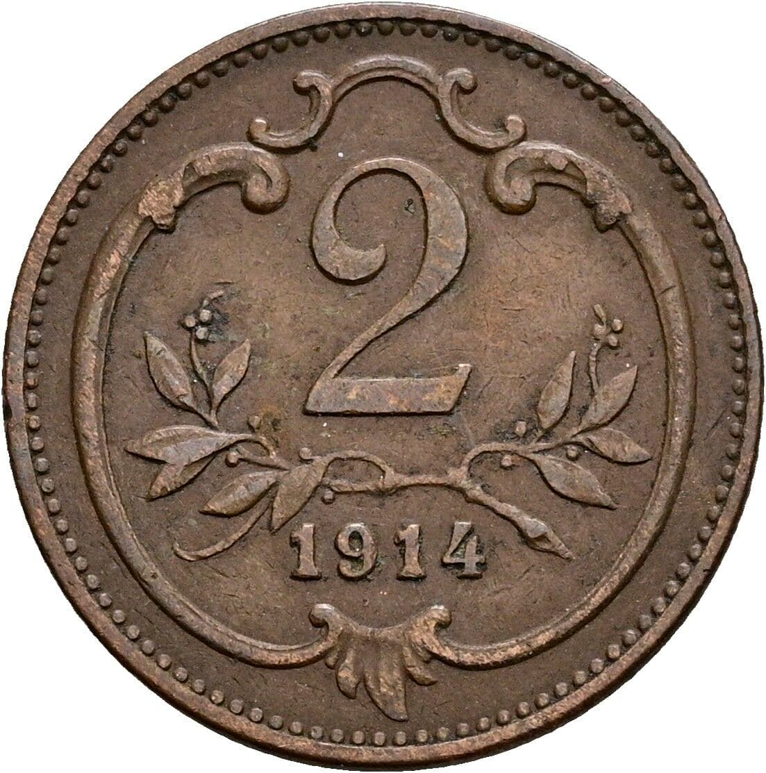 2 Heller Franz Joseph I. 1848-1916 1914 – Vorderseite