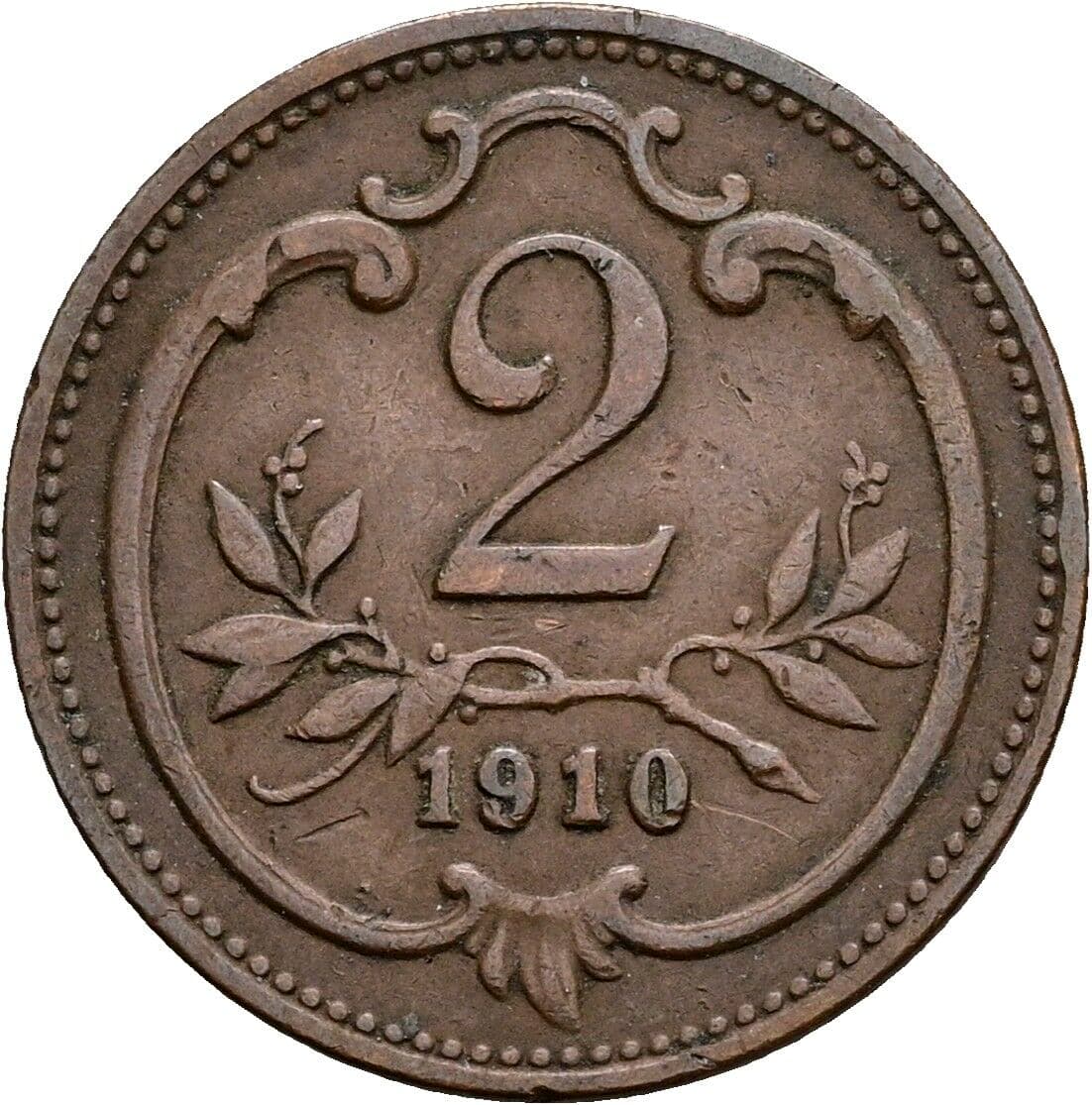 2 Heller Franz Joseph I. 1848-1916 1910 – Vorderseite