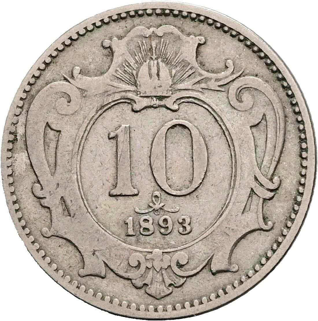 10 Heller Franz Joseph I. 1848-1916 1893 – Vorderseite