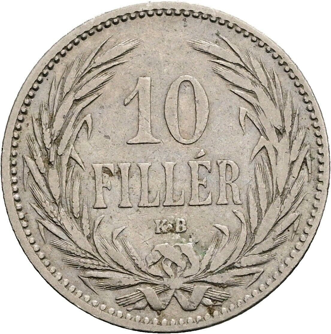 10 Filler Franz Joseph I. 1848-1916 1893 KB, Kremnitz – Vorderseite