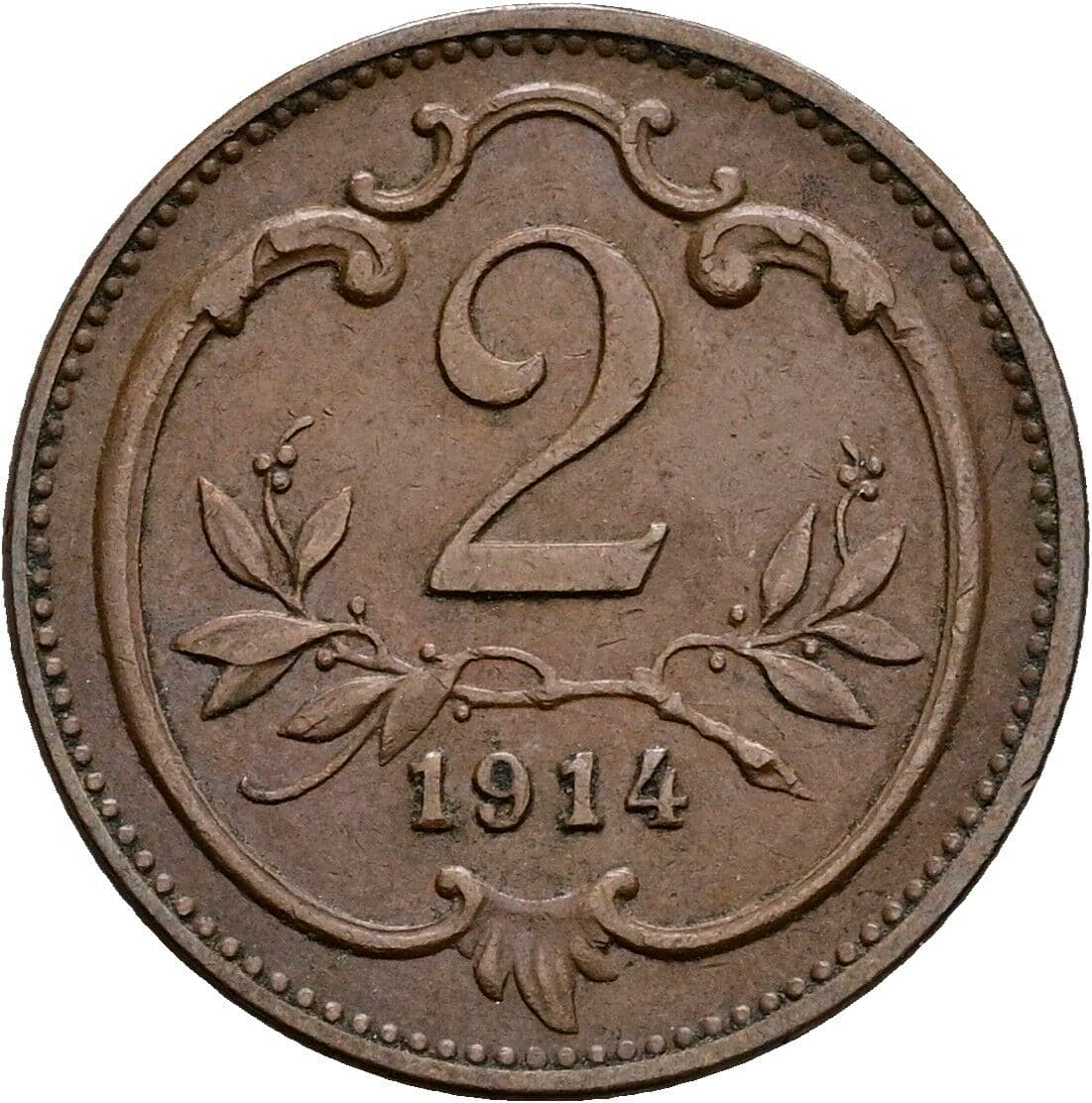 2 Heller Franz Joseph I. 1848-1916 1914 – Vorderseite