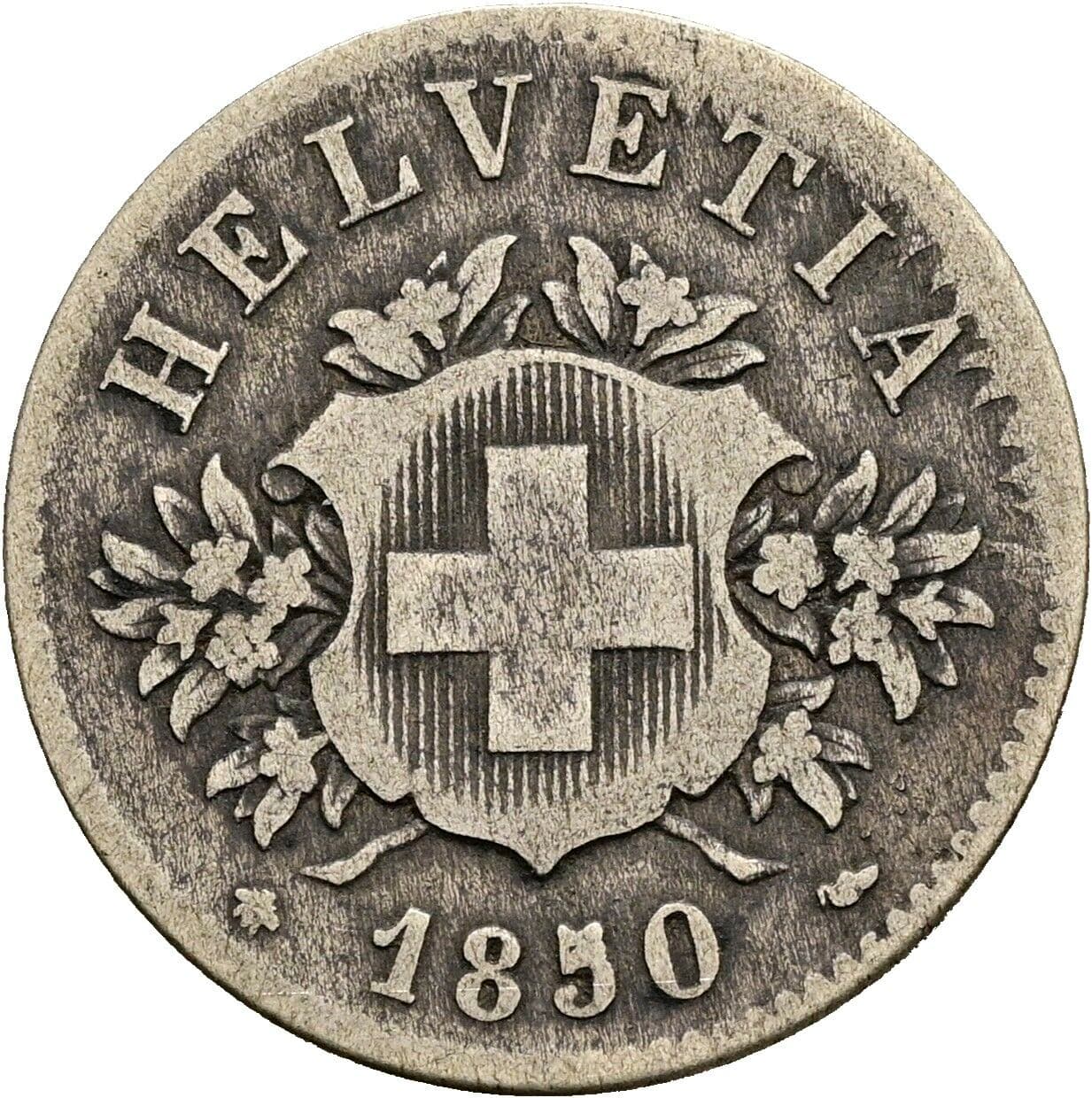 20 Rappen 1850 – Rückseite