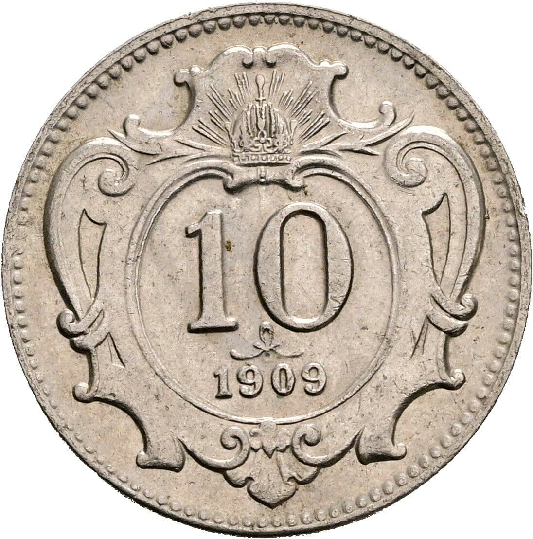 10 Heller Franz Joseph I. 1848-1916 1909 – Vorderseite