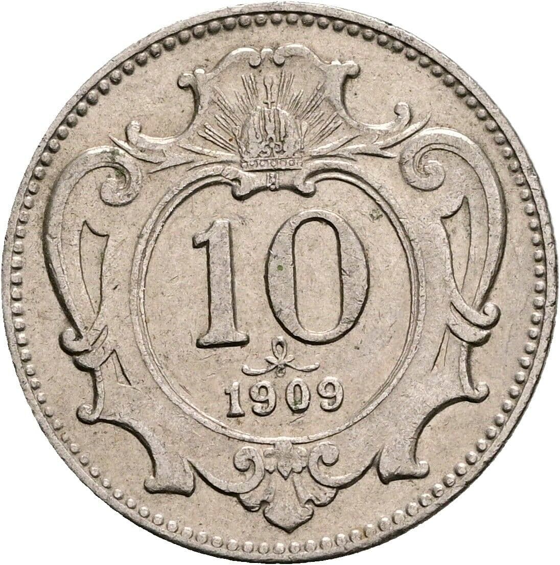 10 Heller Franz Joseph I. 1848-1916 1909 – Vorderseite