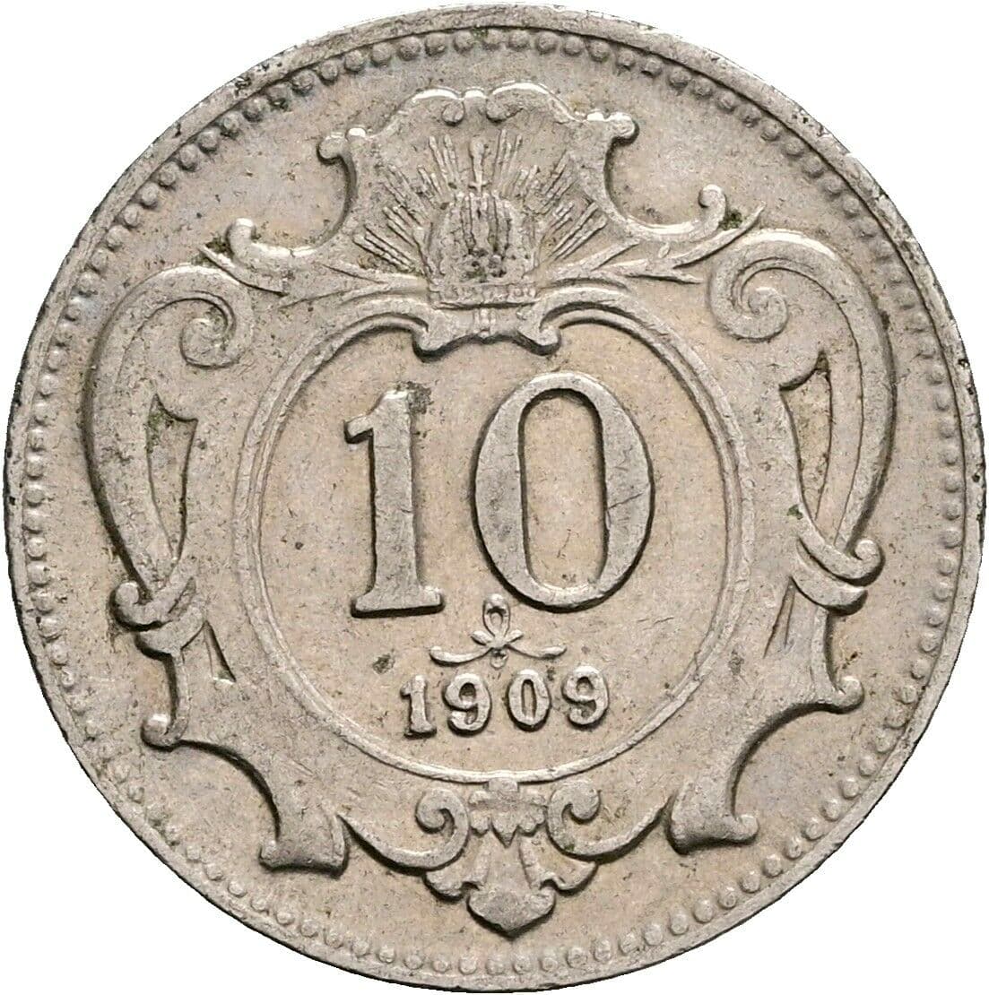 10 Heller Franz Joseph I. 1848-1916 1909 – Vorderseite