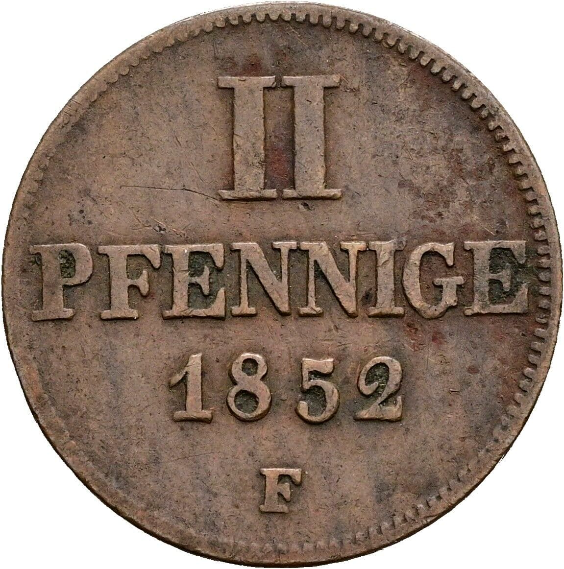 2 Pfennige Georg 1848-1853 1852 F – Vorderseite