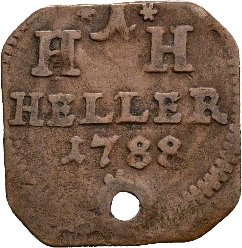 1 Heller Klippe 1788 – Vorderseite
