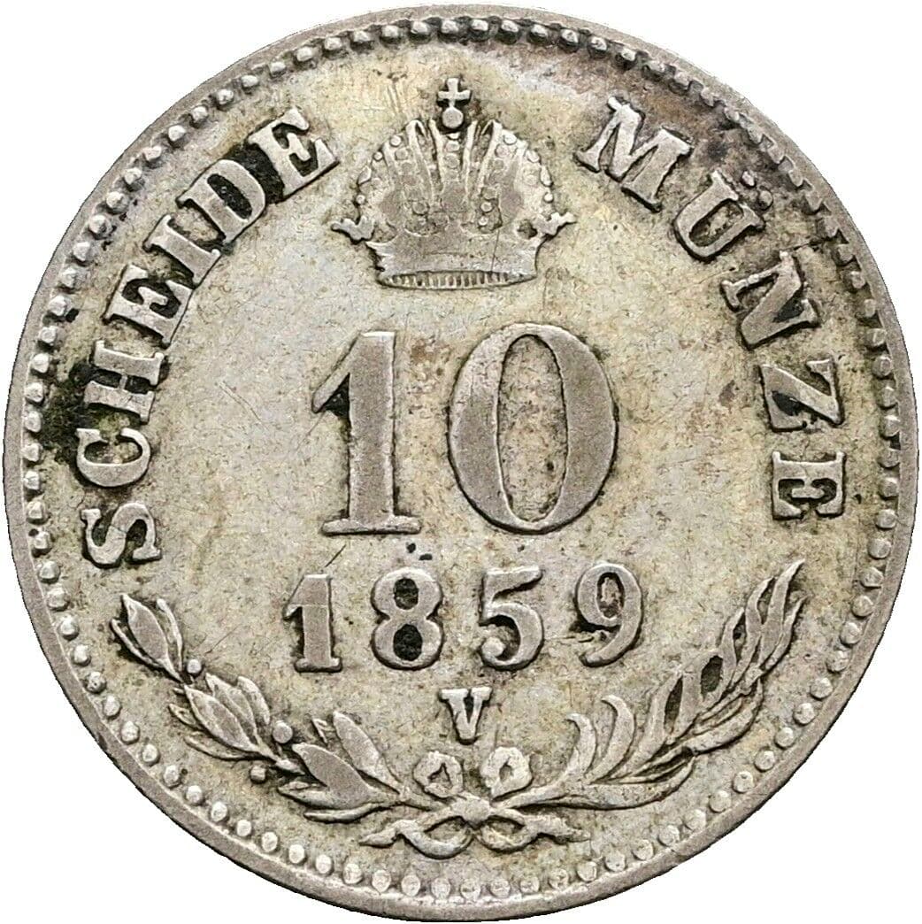 10 Kreuzer Franz Joseph I. 1848-1916 1859 V, Venedig – Rückseite