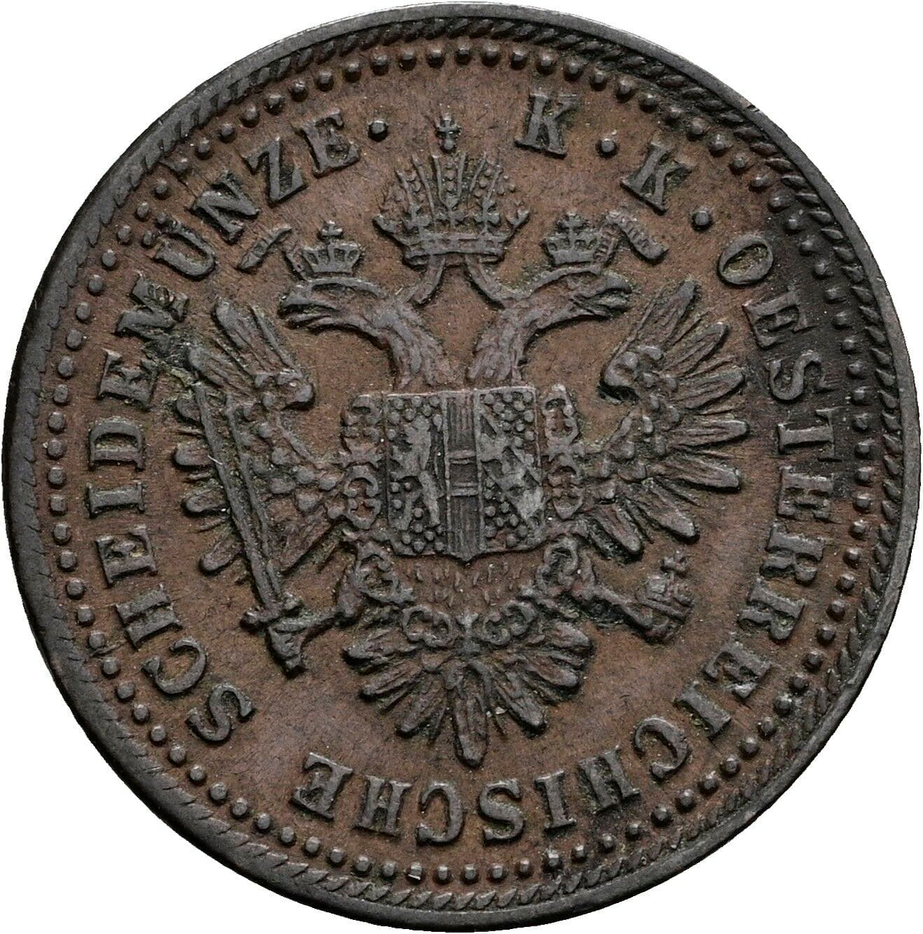 1 Kreuzer Franz Joseph I. 1848-1916 1851 A, Wien – Rückseite