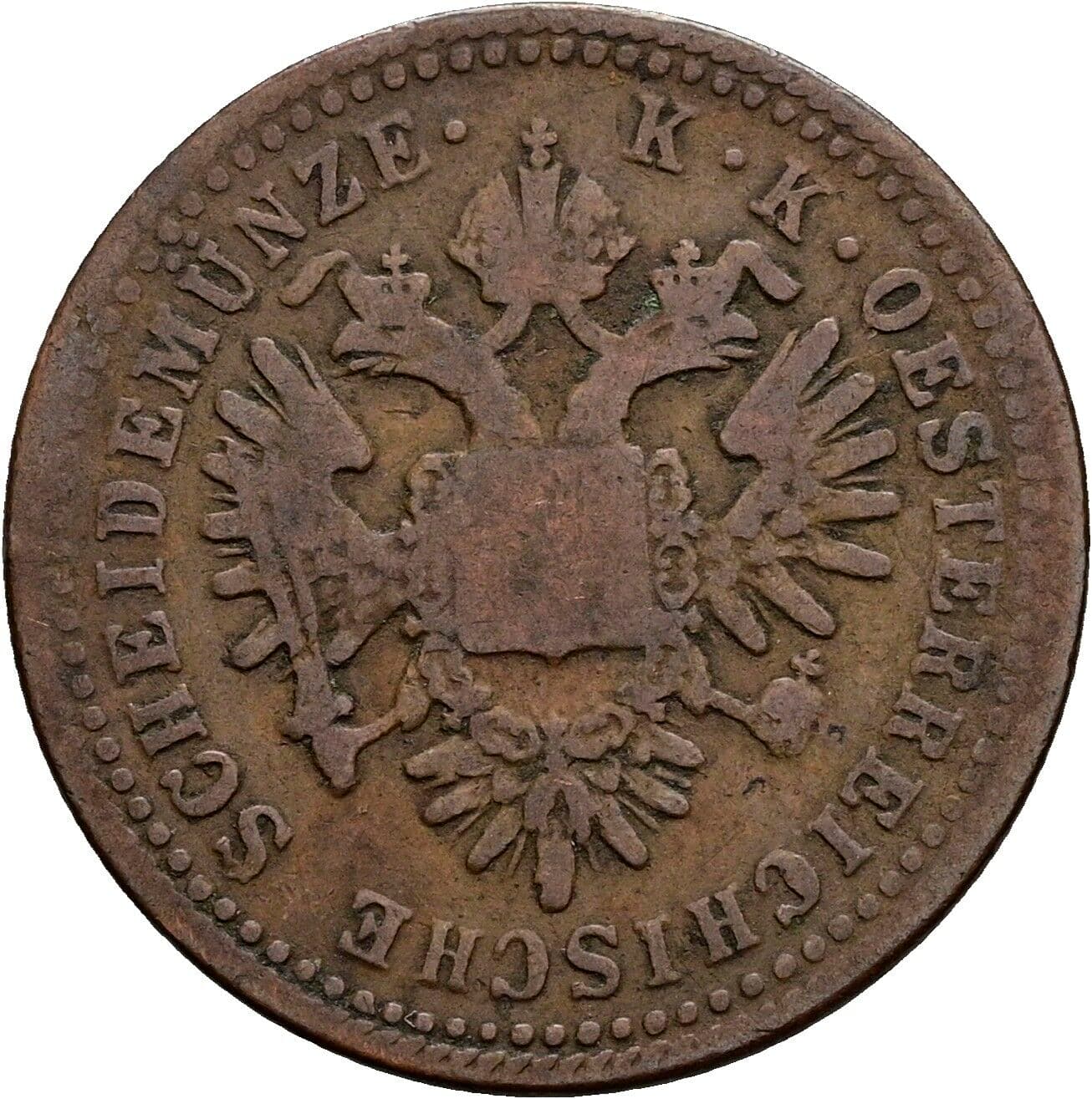 1 Kreuzer Franz Joseph I. 1848-1916 1851 B, Kremnitz – Rückseite