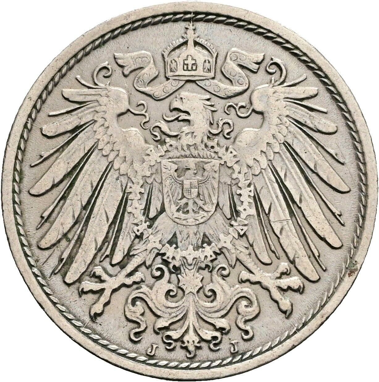 10 Pfennig 1909 J – Rückseite