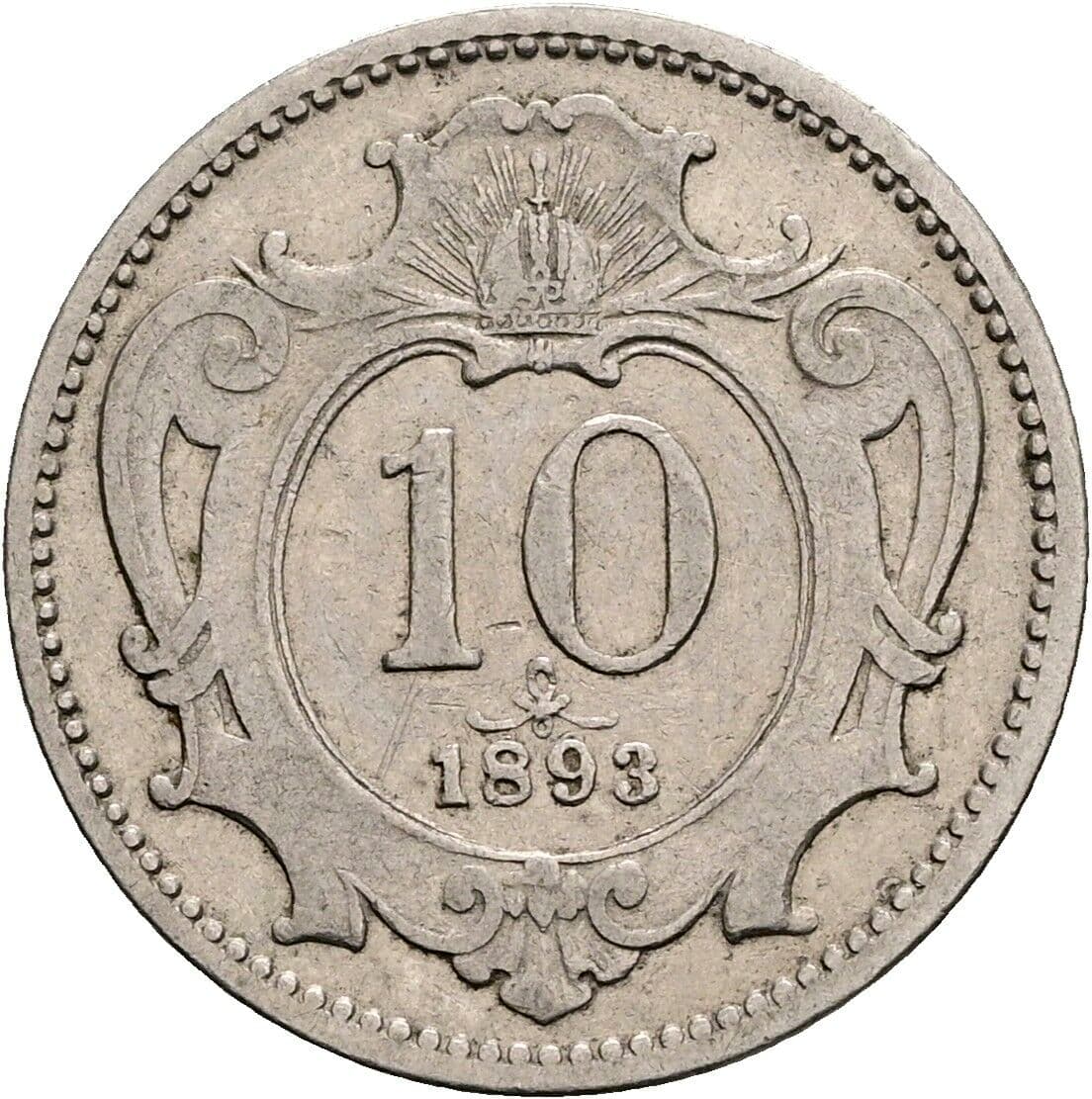 10 Heller Franz Joseph I. 1848-1916 1893 – Vorderseite