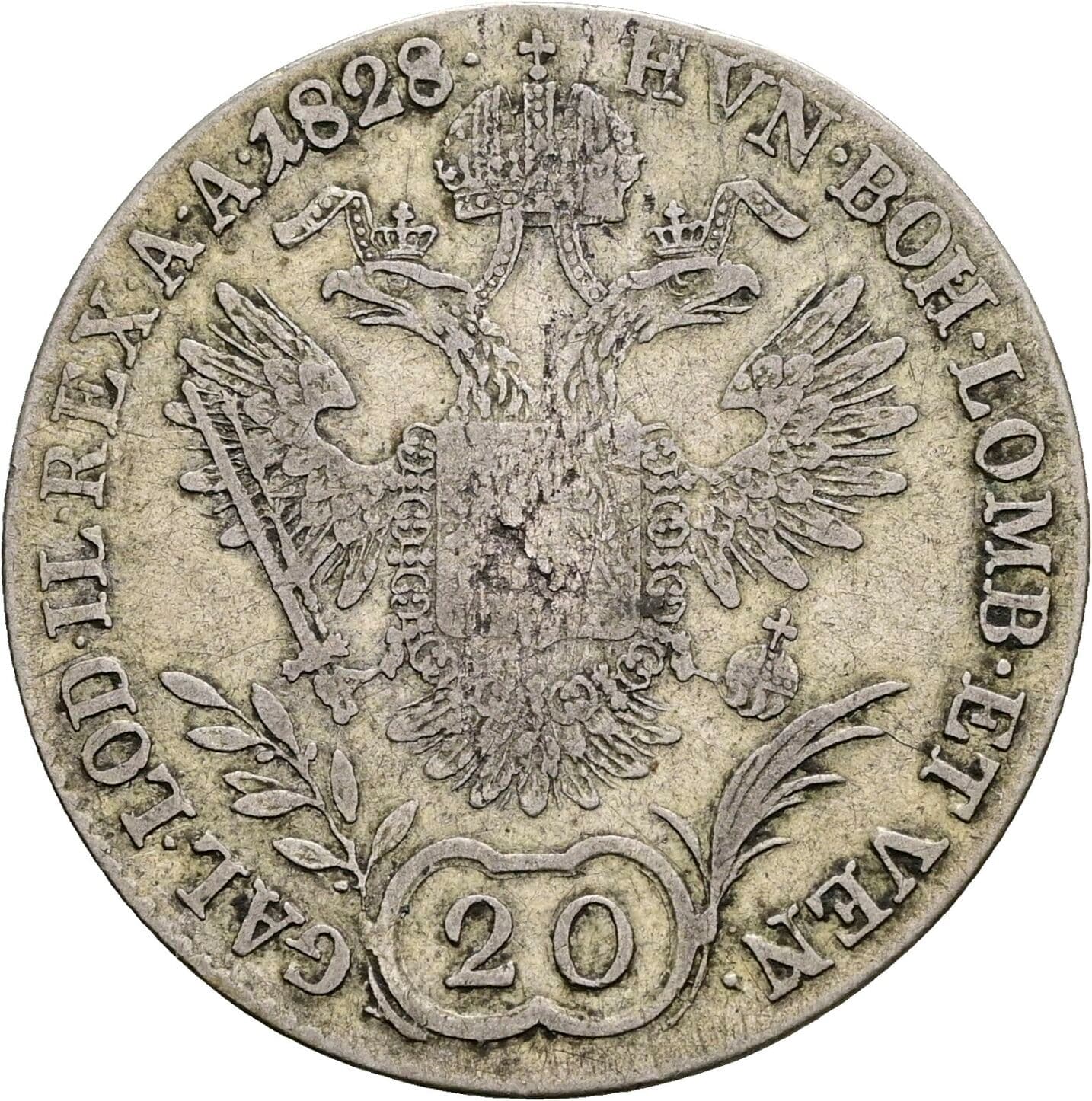 20 Kreuzer Franz II. (I). 1792-1835 1828 E – Rückseite