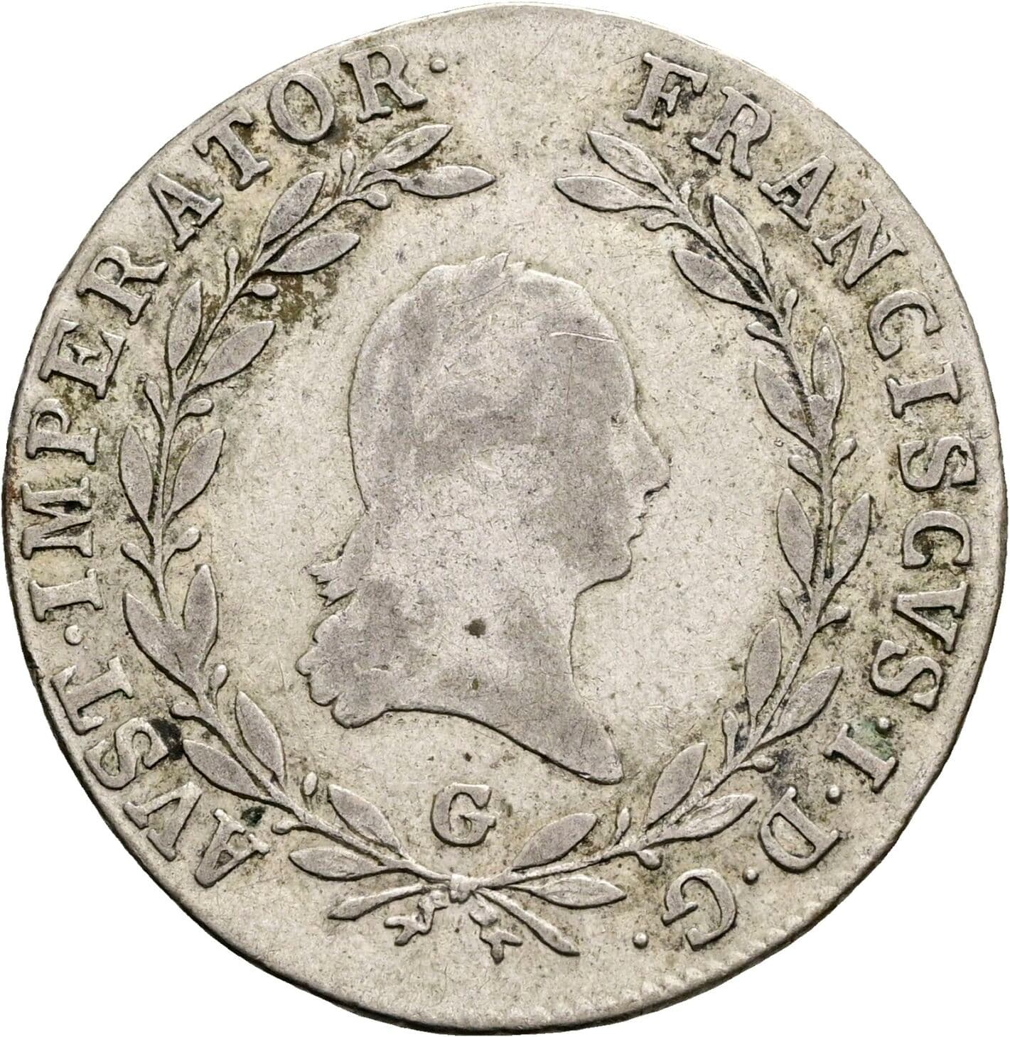 20 Kreuzer Franz II.(I.) 1792-1835 1808 G, Nagybanya – Vorderseite